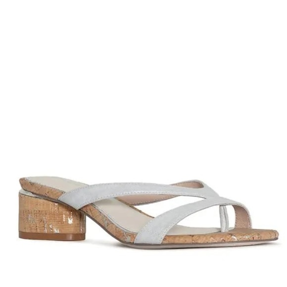 Donald Pliner Mida Cork Block Heel Comfort‎ Slide Sandals Minimalist Leather 7.5